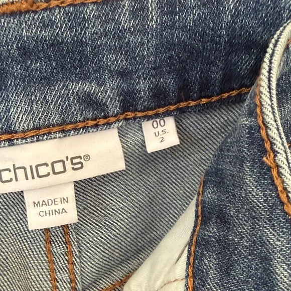 Chico's Blue Jeans with Cream Embroidery - Picture 2 of 5